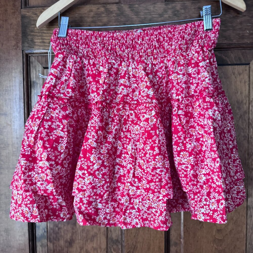NWT Sienna Sky Red w/White & Yellow Flowers Skirt w/Hidden Red Shorts Large - Picture 5 of 8
